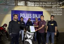 Team Khusus Anti Begal 1.1 Polres Binjai Berhasil Amankan Sepeda Motor Hasil Curian di Kabupaten Langsa, Provinsi Aceh yang Melintas di Wilayah Kota Binjai